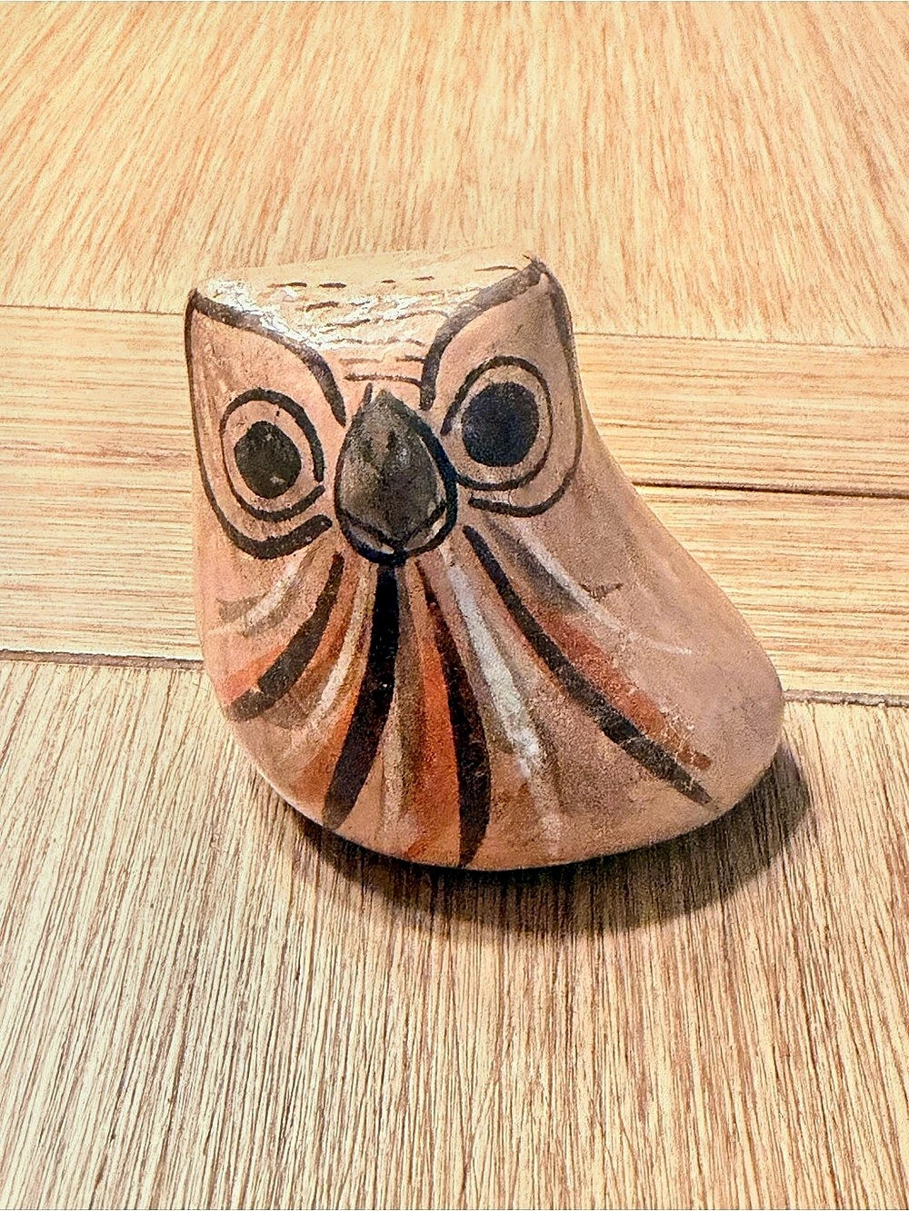 Mexican Tonalá Vintage Hand Painted Pottery Folk Art Owl Figurine